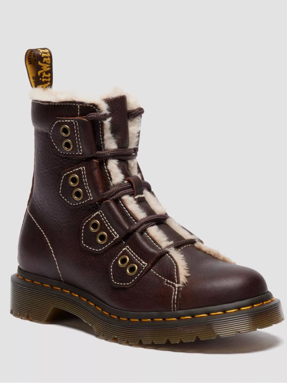 Dr. Martens 1460 Faux Fur Lined Lace-to-Toe Leather Boots Size 7 NWT